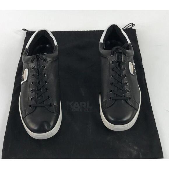 Karl Lagerfeld Other - Karl Lagerfeld Iconic Sneakers Mens 11 Black Leather Low Top KL51209-000